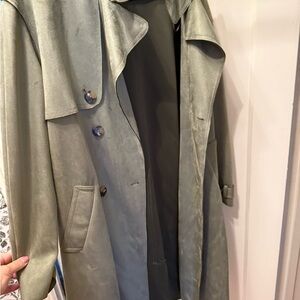 Zara Suede Olive Green Trench Coat